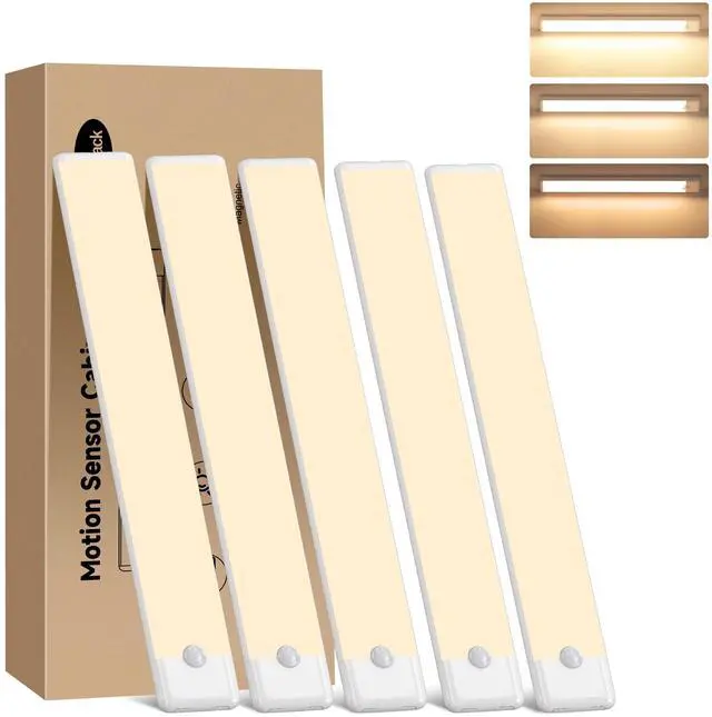 Main image of Motion Sensor Under Cabinet Lights, Magnetic Rechargeable Under Counter Closet Light, Wireless Night Light Bar Stick-On, 5-Pack, 3000K Warm White