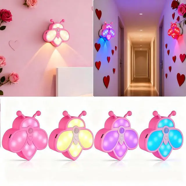Main image of Motion Sensor Stair Lights Indoor - Rechargeable Dimmable RGBW & Warm White Night Light, Magnetic Mount Motion Activated Battery Lamp for Step Hallway Bathroom Cabinet Closet(Pink, 4 Pack)