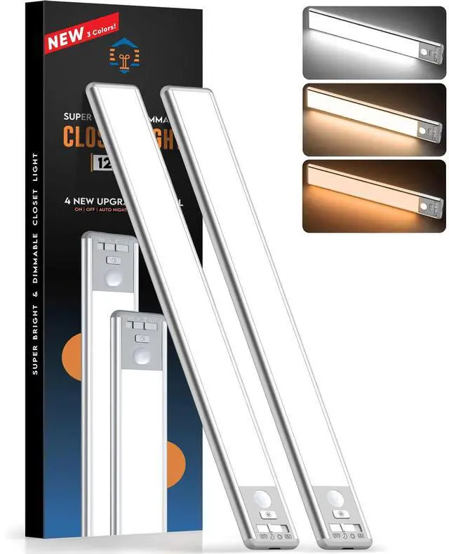 Main image of 126 LED Under Cabinet Lighting Wireless, 2500mAh Rechargeable Closet Lights Motion Sensored, 3 Color Temps, Dimmable Magnetic Light Bar for Kitchen, Pantry, Stair (2 Pack)