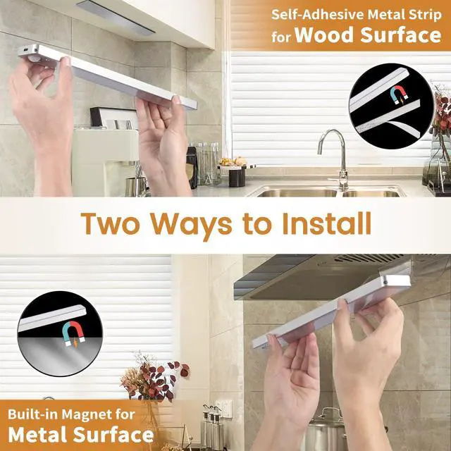 Alt view image 6 of 7 - Under Cabinet Lights Rechargeable Under Counter Lights for Kitchen, 188 LED Closet Light Motion Sensor Light Indoor, Dimmable Magnetic Under Cabinet Lighting, 2-Pack