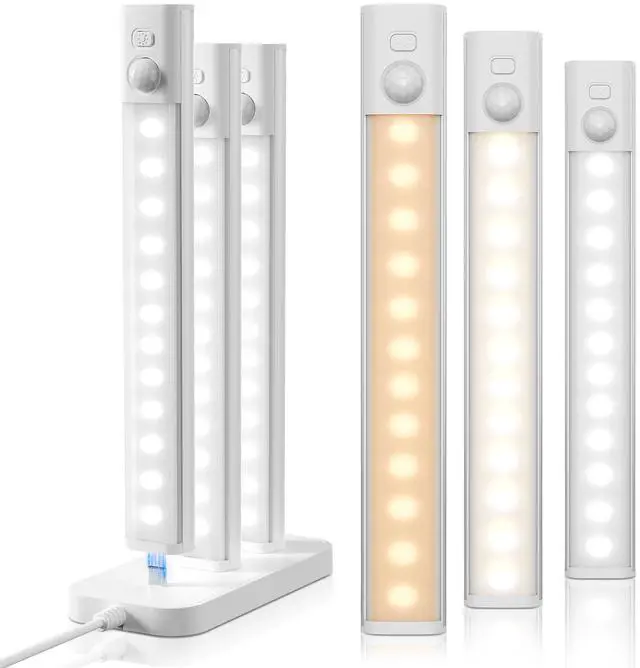 Main image of Under Cabinet Lighting with Charging Station,Rechargeable Motion Sensor Light Indoor,LED Closet Lights,3 Colors Dimmable,Magnetic for Kitchen,Wardrobe,Bedroom,Drawer 6Pack