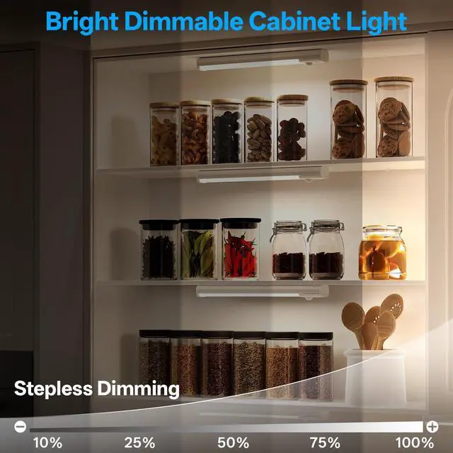 Alt view image 5 of 7 - Under Cabinet Lighting with Charging Station,Rechargeable Motion Sensor Light Indoor,LED Closet Lights,3 Colors Dimmable,Magnetic for Kitchen,Wardrobe,Bedroom,Drawer 6Pack