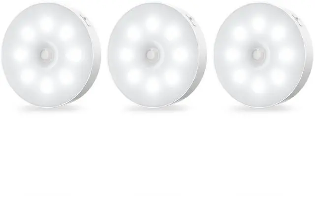 Main image of Under Cabinet Light Motion Sensor - Rechargable Closet Puck Lights, Stick on Night Lighting Magnet, Under Counter Lights Kitchen, LED Montion Sensor Light, Wireless Locker Nightlights 3-Pack