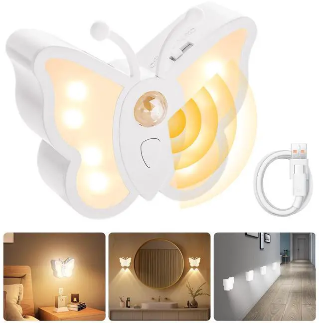 Main image of Motion Sensor Night Light, Rechargeable Stair Lights, Wireless with Magnetic Stick on Wall Light for Hallway, Bathroom, Bedroom, Kitchen, Portable for Outdoor Camping, Warm White, 1 Pack