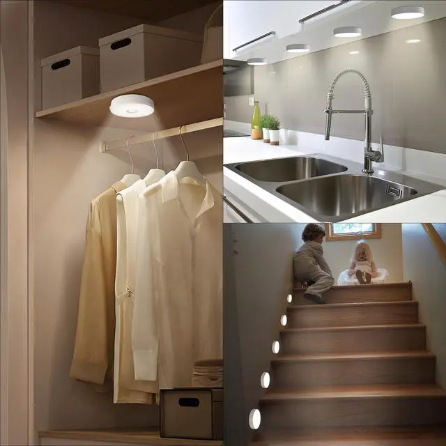 Alt view image 6 of 7 - Under Cabinet Light Motion Sensor - Rechargable Closet Puck Lights, Stick on Night Lighting Magnet, Under Counter Lights Kitchen, LED Montion Sensor Light, Wireless Locker Nightlights 3-Pack