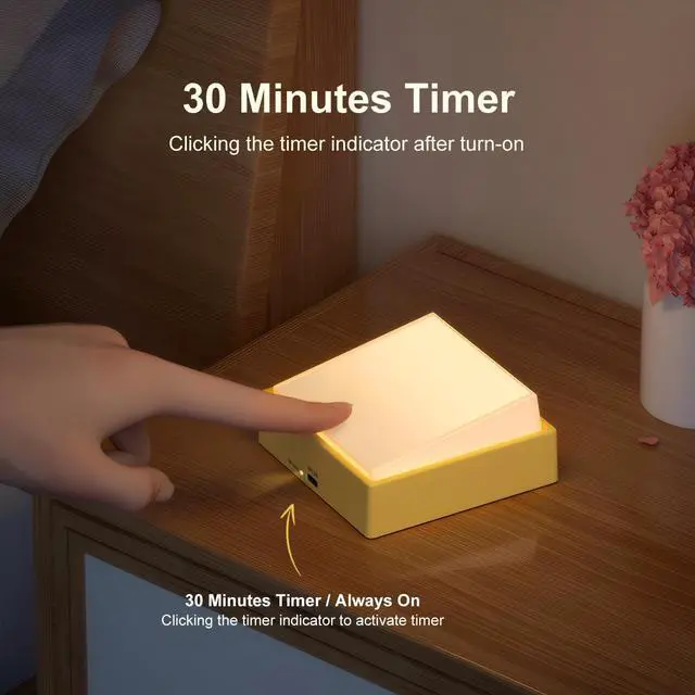 Alt view image 3 of 7 - Night Light, Magnetic LED Nightlight with 1200mAh Rechargeable Battery,Dimmable,30-Minute Timer, 3000K Automatic Warm Night Light for Adults/Kid/Bathroom/Bedroom/Hallway(Yellow)