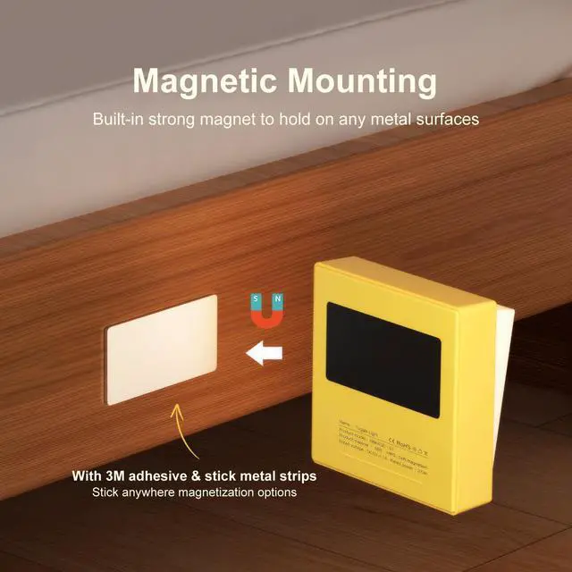 Alt view image 4 of 7 - Night Light, Magnetic LED Nightlight with 1200mAh Rechargeable Battery,Dimmable,30-Minute Timer, 3000K Automatic Warm Night Light for Adults/Kid/Bathroom/Bedroom/Hallway(Yellow)