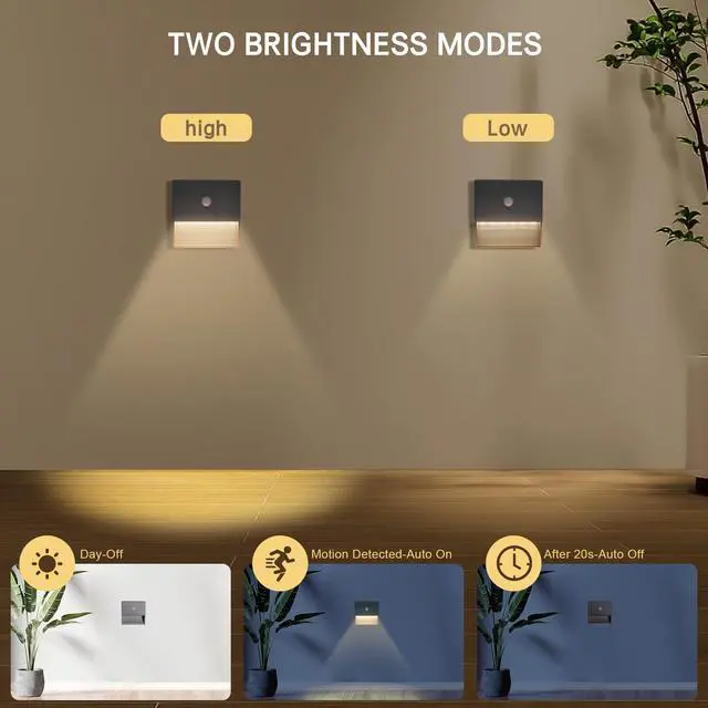 Alt view image 4 of 7 - rechargeable battery night light motion sensor light indoor Warm White stair lights night light motion sensor stick on lights, Adjustable Brightness for Wall, Stairs, Cabinet, Hallway (1 Pack)