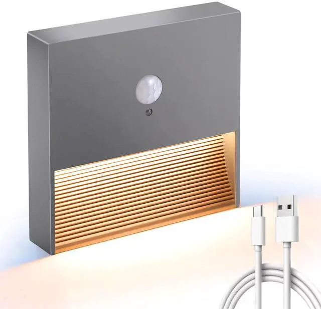 Main image of rechargeable battery night light motion sensor light indoor Warm White stair lights night light motion sensor stick on lights, Adjustable Brightness for Wall, Stairs, Cabinet, Hallway (1 Pack)