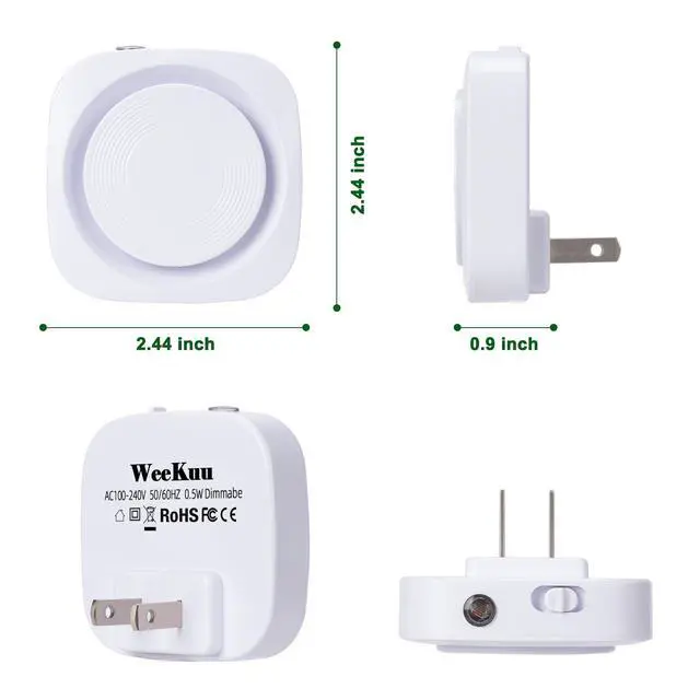 Alt view image 7 of 7 - LED Night Lights Plug into Wall, Indirect Soft Dimmable Night Light with Dust to Dawn Sensor, Warm Nightlight for Bedroom,Bathroom,Kitchen,Stairs,Hallway,Travel, 4 Packs, Warm White