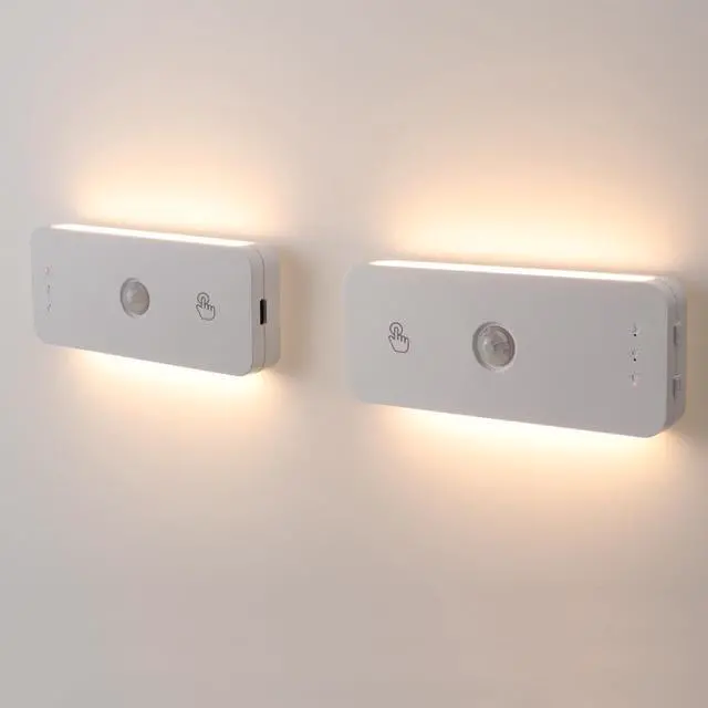 Main image of Led Motion Sensor Night Light 2 Pack, Rechargeable Stair Light 1100mAh, Dimmable Hallway Lights with 3 Color Temperature, Magnetic Locker Lights for Closet Hallway Bedroom