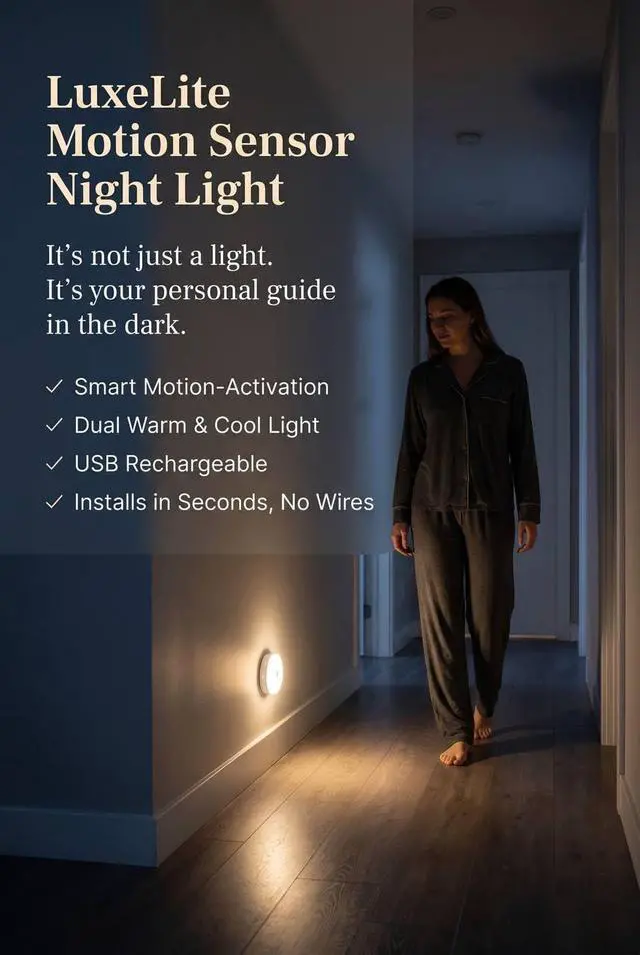 Alt view image 5 of 7 - Round Motion Sensor Light, USB Rechargeable, LED Night Light for Bedroom, Hallway, Cabinet (Warm White)