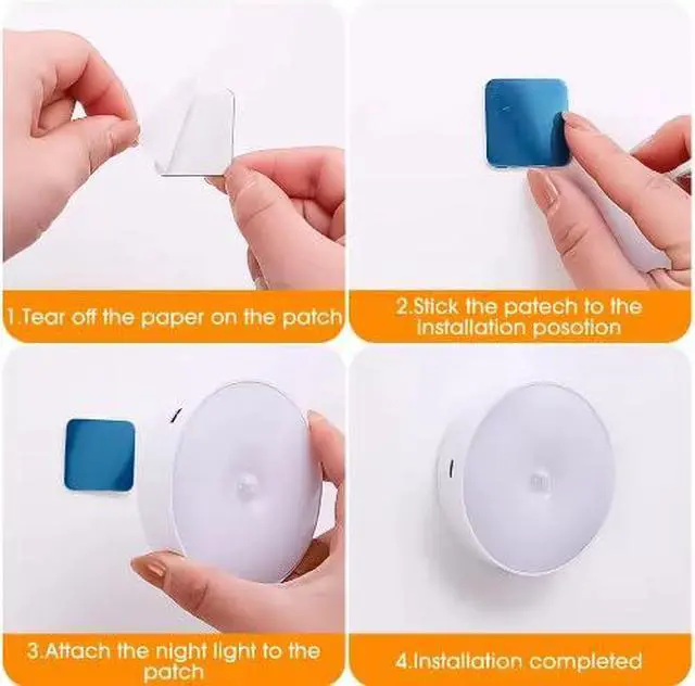 Alt view image 6 of 7 - Round Motion Sensor Light, USB Rechargeable, LED Night Light for Bedroom, Hallway, Cabinet (Warm White)