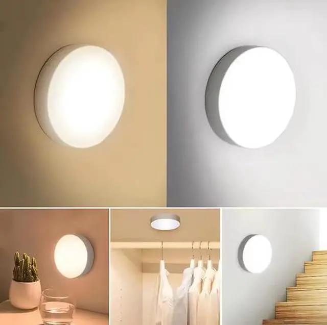 Alt view image 4 of 7 - Round Motion Sensor Light, USB Rechargeable, LED Night Light for Bedroom, Hallway, Cabinet (Warm White)