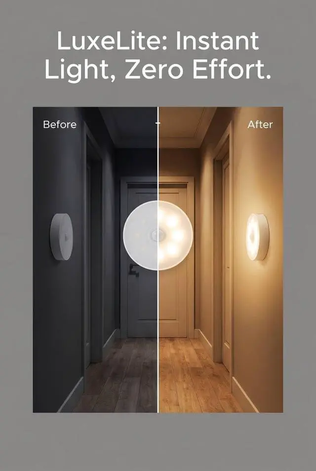 Alt view image 2 of 7 - Round Motion Sensor Light, USB Rechargeable, LED Night Light for Bedroom, Hallway, Cabinet (Warm White)