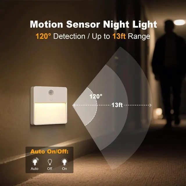 Alt view image 3 of 7 - LED Night Light with Motion & Dusk Sensor, 2-Pack, Battery-Powered & Rechargeable, Multi-Color, Dimmable, for Bedroom, Stairway, Closet