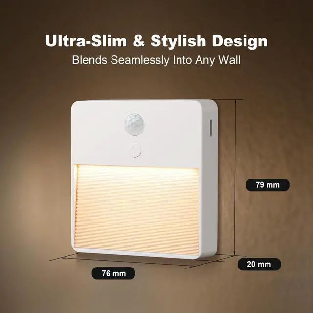 Alt view image 6 of 7 - LED Night Light with Motion & Dusk Sensor, 2-Pack, Battery-Powered & Rechargeable, Multi-Color, Dimmable, for Bedroom, Stairway, Closet