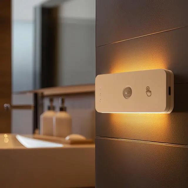 Alt view image 2 of 6 - Led Motion Sensor Night Light 2 Pack, Rechargeable Stair Light 1100mAh, Dimmable Hallway Lights with 3 Color Temperature, Magnetic Locker Lights for Closet Hallway Bedroom