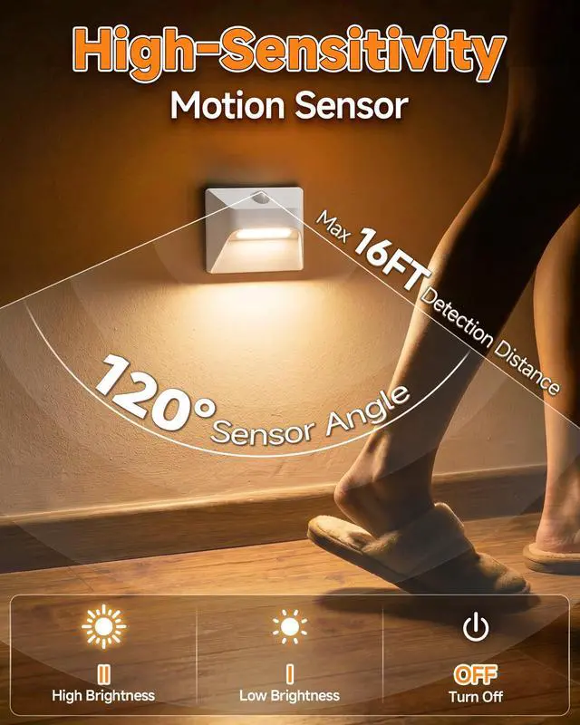 Alt view image 2 of 7 - 3 Pack Motion Sensor Lights Indoor, 6+ Months Per Charge