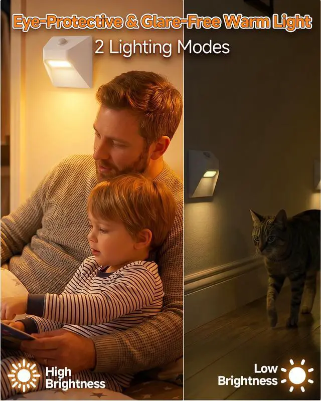 Alt view image 6 of 7 - 3 Pack Motion Sensor Lights Indoor, 6+ Months Per Charge