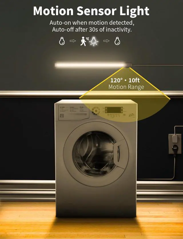 Alt view image 2 of 7 - Under Cabinet Lighting, Motion Sensor Lights Indoor Plug in, 16" 12V LED Under Counter Super Bright Magnetic for Kitchen/Hallway/Toilet/Garage/Closet(Warm White/3000K)