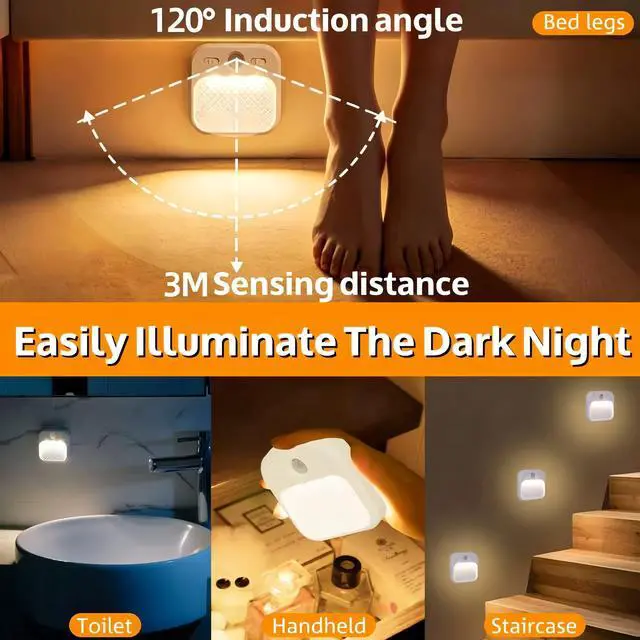 Alt view image 4 of 7 - 2-Pack Motion Sensor Night Light, Rechargeable Wireless Magnetic LED Wall Sconce, Modern Stick-on Under Cabinet Light for Closet Staircase Bedroom & RV Cruise Essentials 2026
