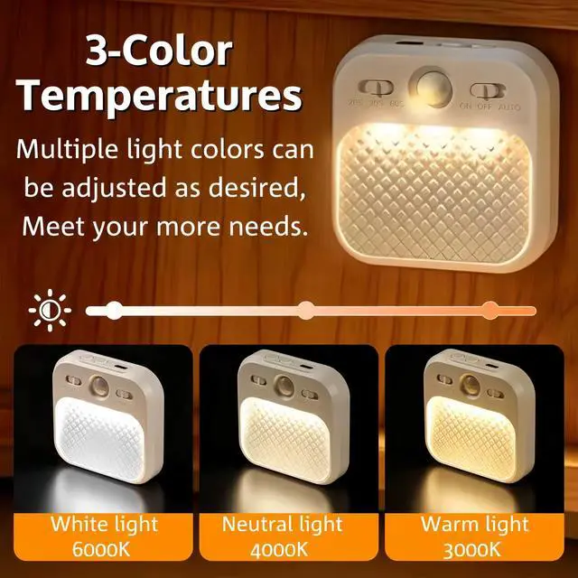 Alt view image 6 of 7 - 2-Pack Motion Sensor Night Light, Rechargeable Wireless Magnetic LED Wall Sconce, Modern Stick-on Under Cabinet Light for Closet Staircase Bedroom & RV Cruise Essentials 2026
