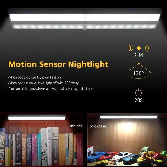Alt view image 5 of 7 - Wireless Motion Sensor Cabinet Lights 10-LED USB Rechargeable Closet Lights LED Under Cabinet Lighting for Wardrobe/Drawer/Stairs/Cupboard/Counter/Pantry/Stairs,Stick On Anywhere,2 Pack,White Light