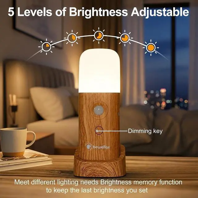 Alt view image 3 of 7 - Motion Sensor Night Light, Rechargeable LED Long Lasting Battery, Warm Soft Glow, Cordless, Stick-Anywhere Magnetic Light for Hallway, Stairs, Bedroom, Nursery, Bathroom (1 Pack)
