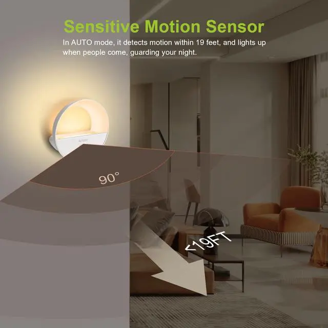 Alt view image 2 of 7 - Rechargeable Battery Night Light, Motion Sensor Night Light, LED Warm White Magnetic Stick-on Motion Sensored Hallway Light, with Dusk to Dawn Sensor for Stairs, Wall, Closet, Cabinet (3 Pack)