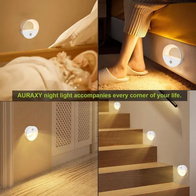 Alt view image 6 of 7 - Rechargeable Battery Night Light, Motion Sensor Night Light, LED Warm White Magnetic Stick-on Motion Sensored Hallway Light, with Dusk to Dawn Sensor for Stairs, Wall, Closet, Cabinet (3 Pack)