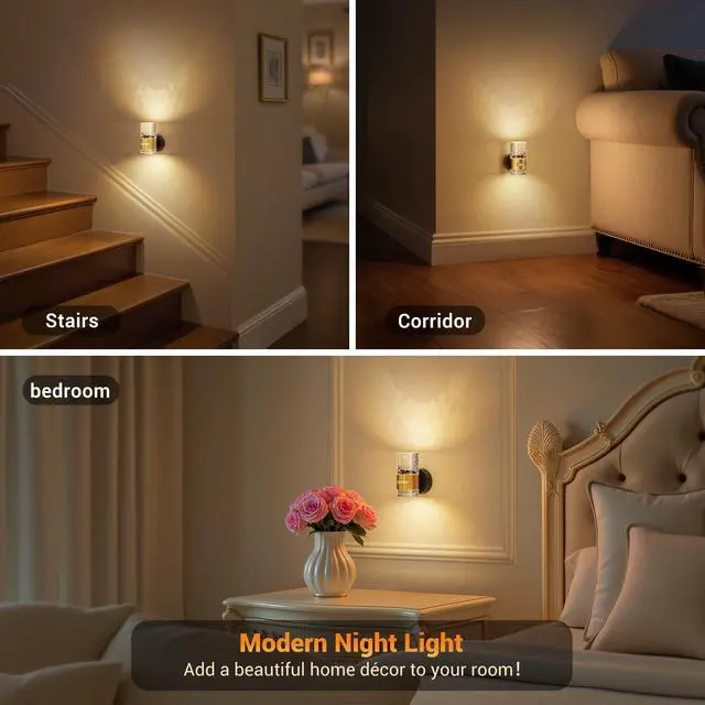 Alt view image 7 of 7 - Motion Sensor Night Light, Wireless Rechargeable Night Light Wall Mounted, 2 Pack Motion Activated Night Lights, Dimmable Nightlight 3000K Warm White, for Bathroom Hallway Stairs