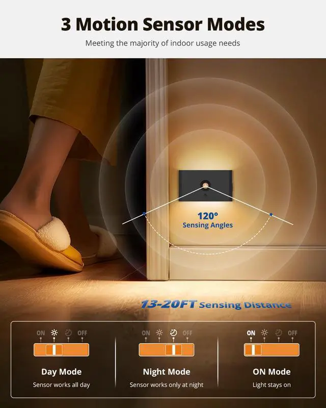 Alt view image 4 of 7 - 3CCT Rechargeable Stair Lights Indoor, Black Stairway Lights Indoor with Magnetic Mount, Dimmable Stair Lights Motion Sensor for Stairway, Hallway, Kitchen, Bathroom(6 Packs)