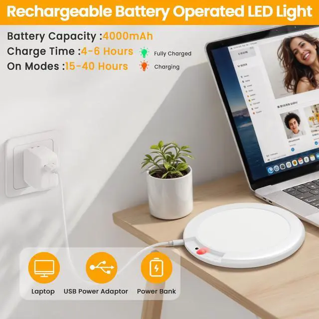Alt view image 4 of 7 - 2-Pack Rechargeable Motion Sensor LED Ceiling Light with Remote, Wireless Battery Operated 3CCT Dimmable Closet Lights for Shower Pantry