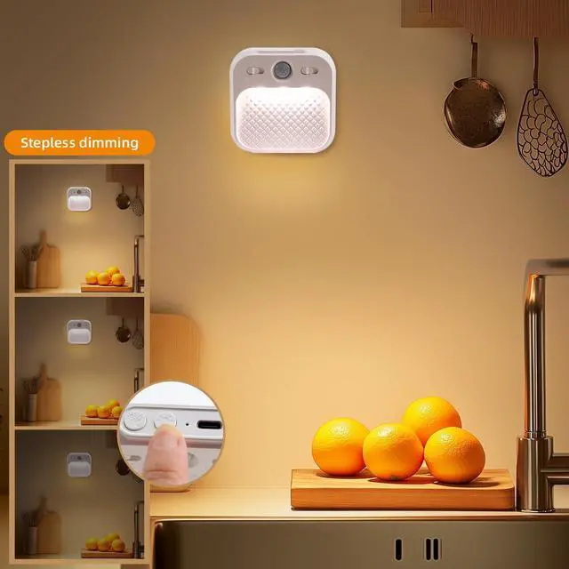 Alt view image 3 of 7 - Motion Sensor Night Light 6 Pack, Rechargeable Magnetic Night Light with 3 Color Temperatures & Stepless Dimming, Timer Function, Soft Downward Anti-Glare Light for Hallway Stairs Closet Bedroom RV