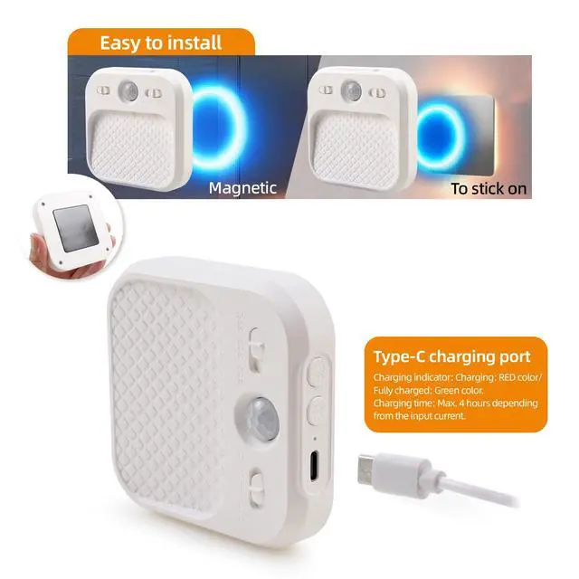 Alt view image 5 of 7 - Motion Sensor Night Light 6 Pack, Rechargeable Magnetic Night Light with 3 Color Temperatures & Stepless Dimming, Timer Function, Soft Downward Anti-Glare Light for Hallway Stairs Closet Bedroom RV