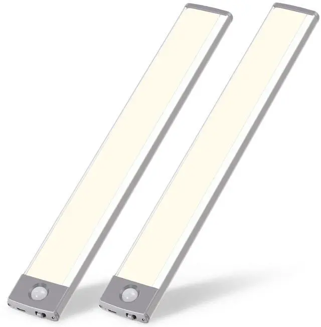 Main image of 54-LED Under Cabinet Lights,USB Rechargeable Kitchen Night Light,Battery Operated Counter Closet Lighting,Wireless Motion Activated Light for Cabinets Cupboard Pantry(Warm Light 2Pack
