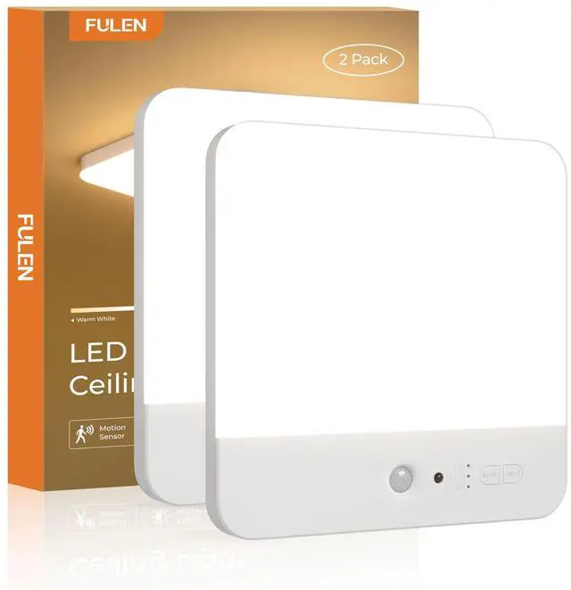 Main image of Motion Sensor Ceiling Light Fixture, Cordless Closet Light Battery Operated, Rechargeable Magnetic Mount LED Shower Light for Bathroom,Stairs,Garage,Hallway, Color Change, 2 Pack