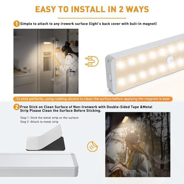 Alt view image 5 of 6 - LED Closet Light with Charging Station, 5 Pcs Dimmer Rechargeable Motion Sensor Under Cabinet Lighting, Stick-Anywhere Night Safe Light Bar for Wardrobe,Kitchen-Warm