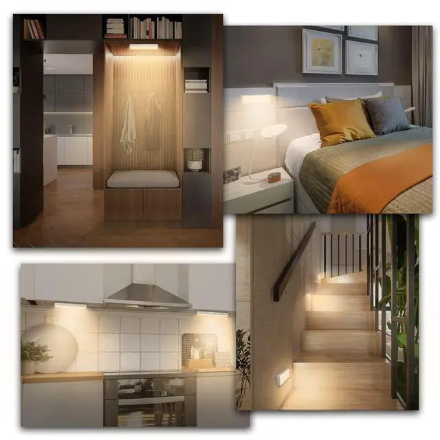 Alt view image 6 of 6 - LED Closet Light with Charging Station, 5 Pcs Dimmer Rechargeable Motion Sensor Under Cabinet Lighting, Stick-Anywhere Night Safe Light Bar for Wardrobe,Kitchen-Warm