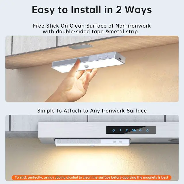 Alt view image 6 of 6 - LED Closet Light with Charging Station, 6 Pcs 30LEDs 8'' Dimmer Rechargeable Motion Sensor Under Cabinet Lighting, Stick-Anywhere Night Light for Wardrobe,Kitchen