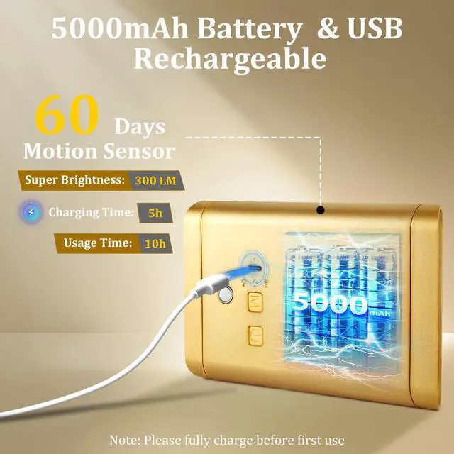Alt view image 3 of 7 - 4 Pack Battery Operated Wall Lights - 5000mAh Rechargeable Motion Sensor Wall Sconce with Remote, 3 Colors Wireless Wall Lamp Magnetic Motion Sensor Night Light Indoor for Hallway Stairway, Gold