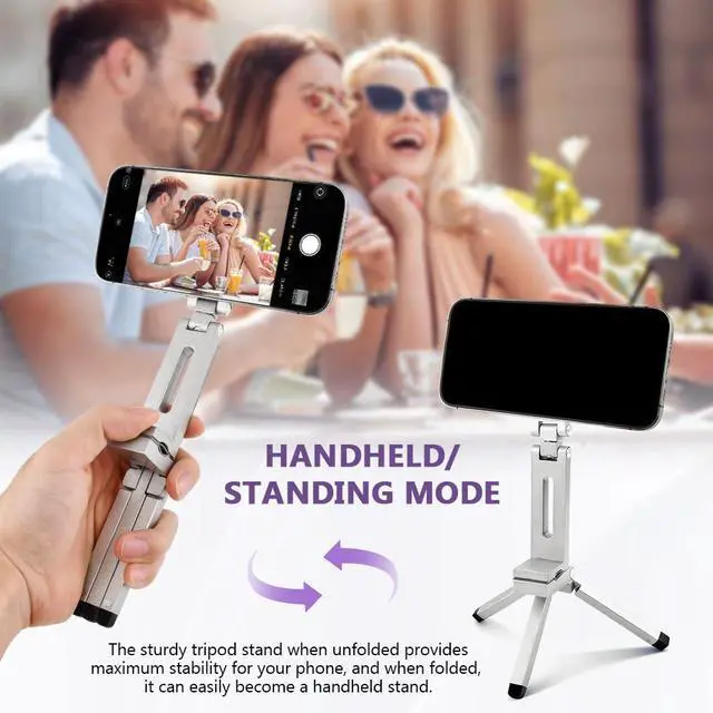 Alt view image 4 of 6 - Magnetic Tripod for Phone,360° Rotating Phone Tripod Stand,Adjustable,Clipable,Foldable and Triangular Fixing Airplane Travel Essentials Phones Holder for Phones(Silver,Size:19 * 16cm)
