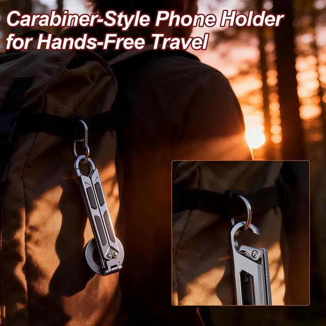 Alt view image 6 of 7 - Magnetic Tripod for iPhone iPad, 2-in-1 Portable Phone Stand with Carabiner for Travel Gym, Selfie Stick Tablet Holder Strong Magnet Quick Mount Compatible with iPhone 17 16 15 14 13 12 iPad Series