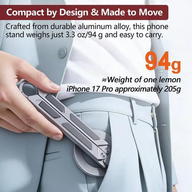 Alt view image 5 of 7 - Magnetic Tripod for iPhone iPad, 2-in-1 Portable Phone Stand with Carabiner for Travel Gym, Selfie Stick Tablet Holder Strong Magnet Quick Mount Compatible with iPhone 17 16 15 14 13 12 iPad Series