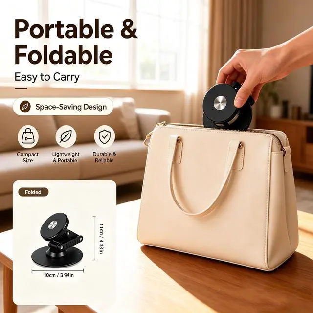 Alt view image 3 of 7 - Magnetic Metal Phone Stand, 360° Swivel with Weighted Base, Multi-Angle Adjustable, Super Light Portable Hands-Free Holder for Most Smartphones Desk Bedroom (Black)