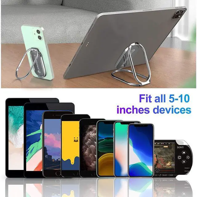 Alt view image 5 of 7 - Foldable Cell Phone Stand for Desk, Adjustable Cellphone Ring Holder Finger Kickstand for Office Desktop & Magnetic Car Mount, Rotatable Multi-Angle Hand Grip for iPhone 16 15 Smartphones Back Case