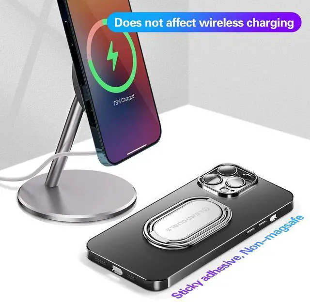 Alt view image 6 of 7 - Foldable Cell Phone Stand for Desk, Adjustable Cellphone Ring Holder Finger Kickstand for Office Desktop & Magnetic Car Mount, Rotatable Multi-Angle Hand Grip for iPhone 16 15 Smartphones Back Case