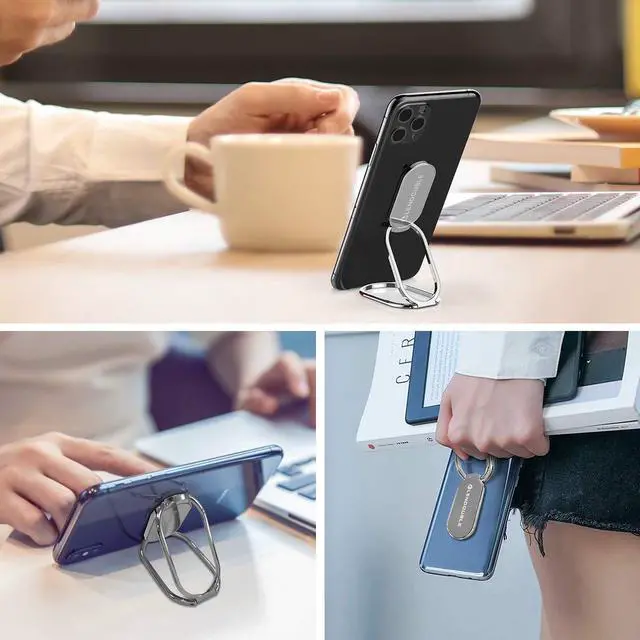Alt view image 7 of 7 - Foldable Cell Phone Stand for Desk, Adjustable Cellphone Ring Holder Finger Kickstand for Office Desktop & Magnetic Car Mount, Rotatable Multi-Angle Hand Grip for iPhone 16 15 Smartphones Back Case