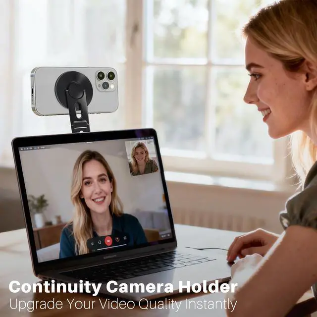 Alt view image 3 of 7 - Magnetic Laptop Phone Holder Mount for Dual Screen, Invisible Foldable Design Continuity Camera Mount for Magsafe iPhone 12-17 Series, Aluminum Extended Side Mount Stand for MacBook, Tesla